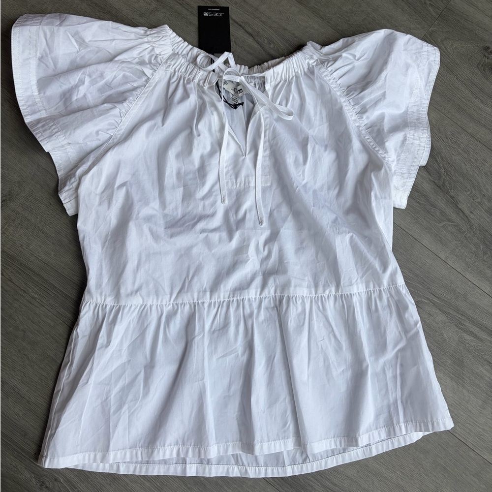 White Babydoll Peplum Top XS Cottagecore Boho Summer Blouse NWT Joe’s Jeans